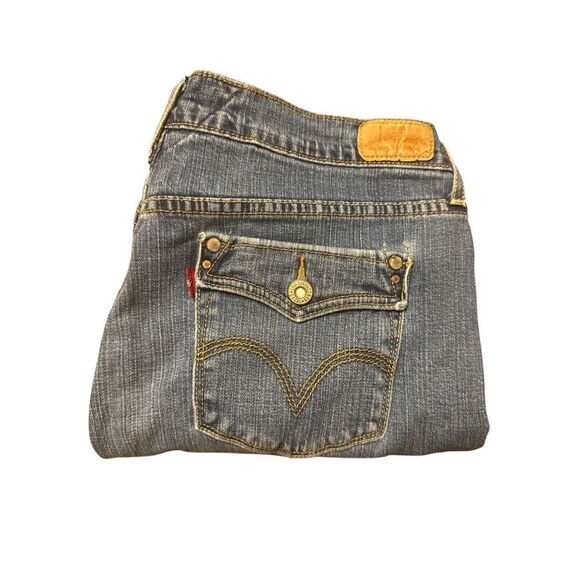 Levi's Women's Vintage Capri Mid Rise Stretch Red Tab 5 Pocket Blue Jeans Sz 12 - Picture 1 of 9